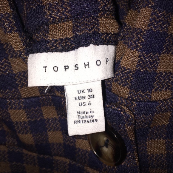 Navy & Tan gingham overall dress - Picture 4 of 5